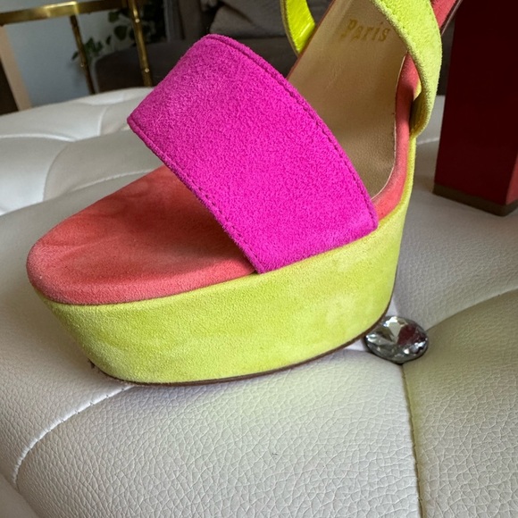 Christian Louboutin Loubi Bee Alta 130 Suede Pink Platform Sandal Heel Size 38 - Picture 11 of 16